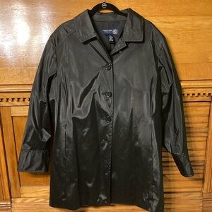 Venezia Jeans Black‎ Poly Vinyl Trench Coat Jacket